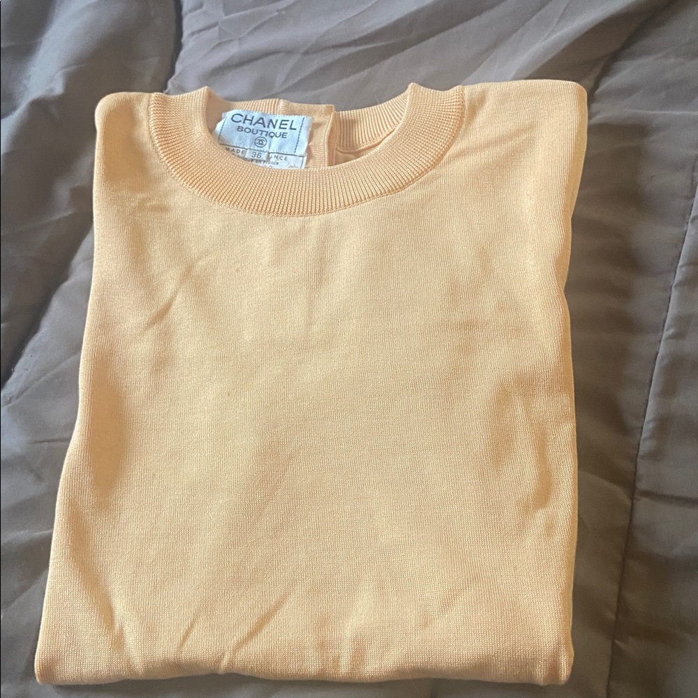 CHANEL Boutique Apricot cotton Knit Top size 36